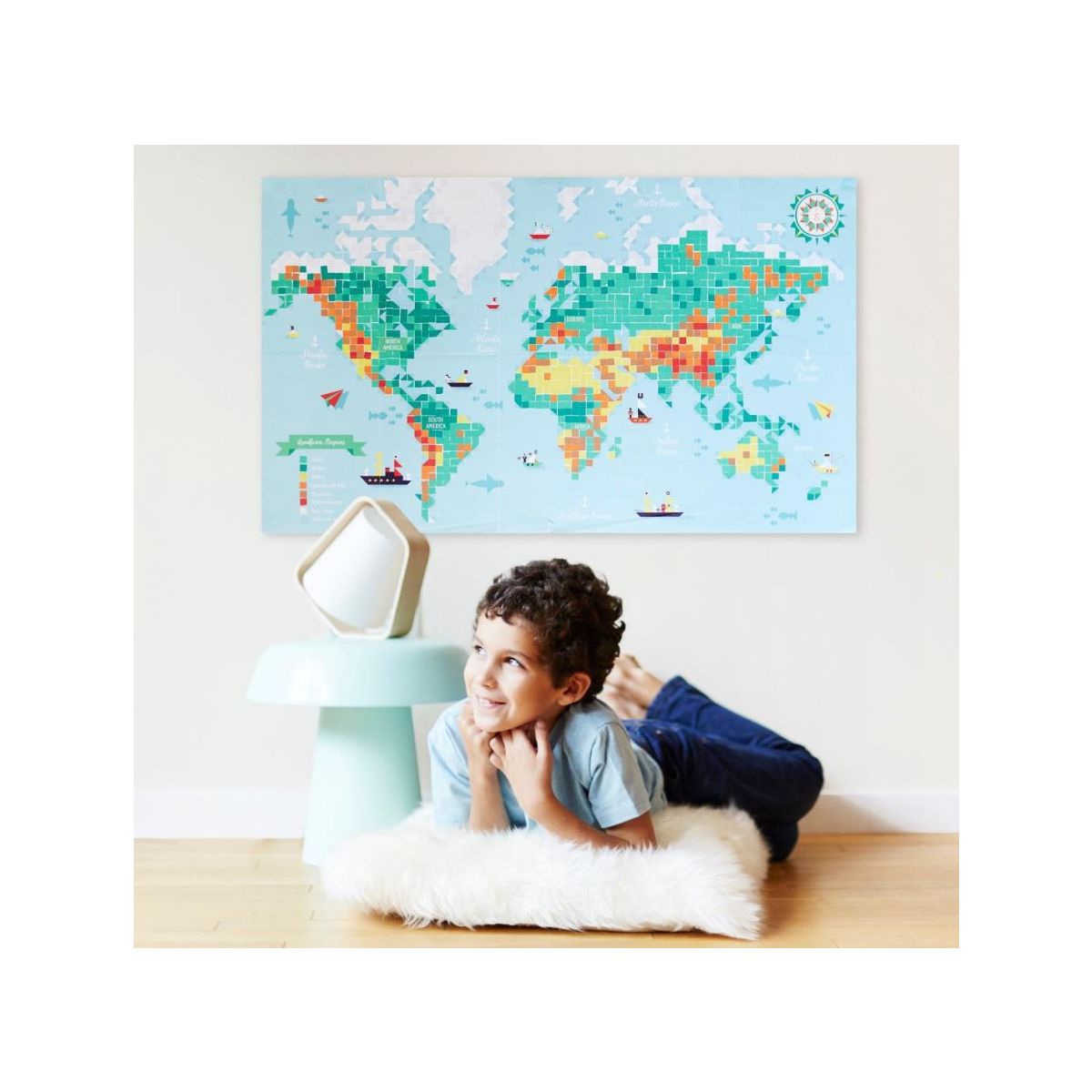 Large World Map Poster with Removable Stickers