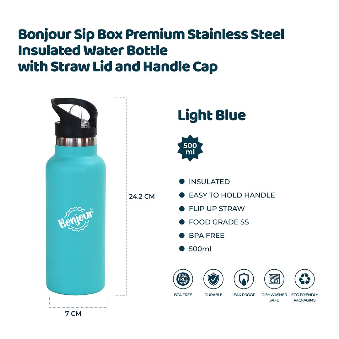 Light Blue Insulated Steel Bottle Bonjour