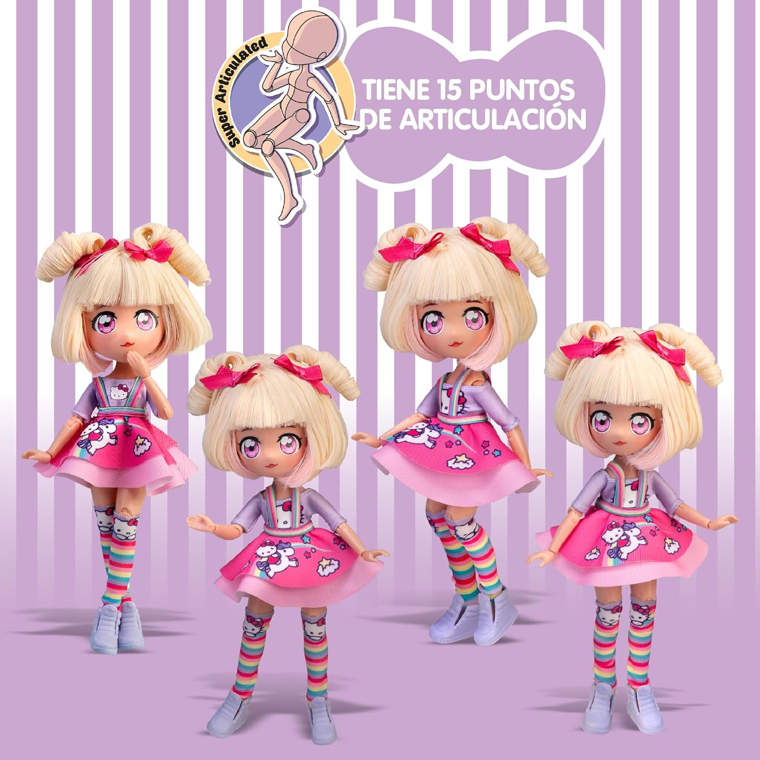 Manga Doll Hello Kitty Candy Unicorn Edition 19cm Colourful Sanrio Manga Dolls Yallatoys