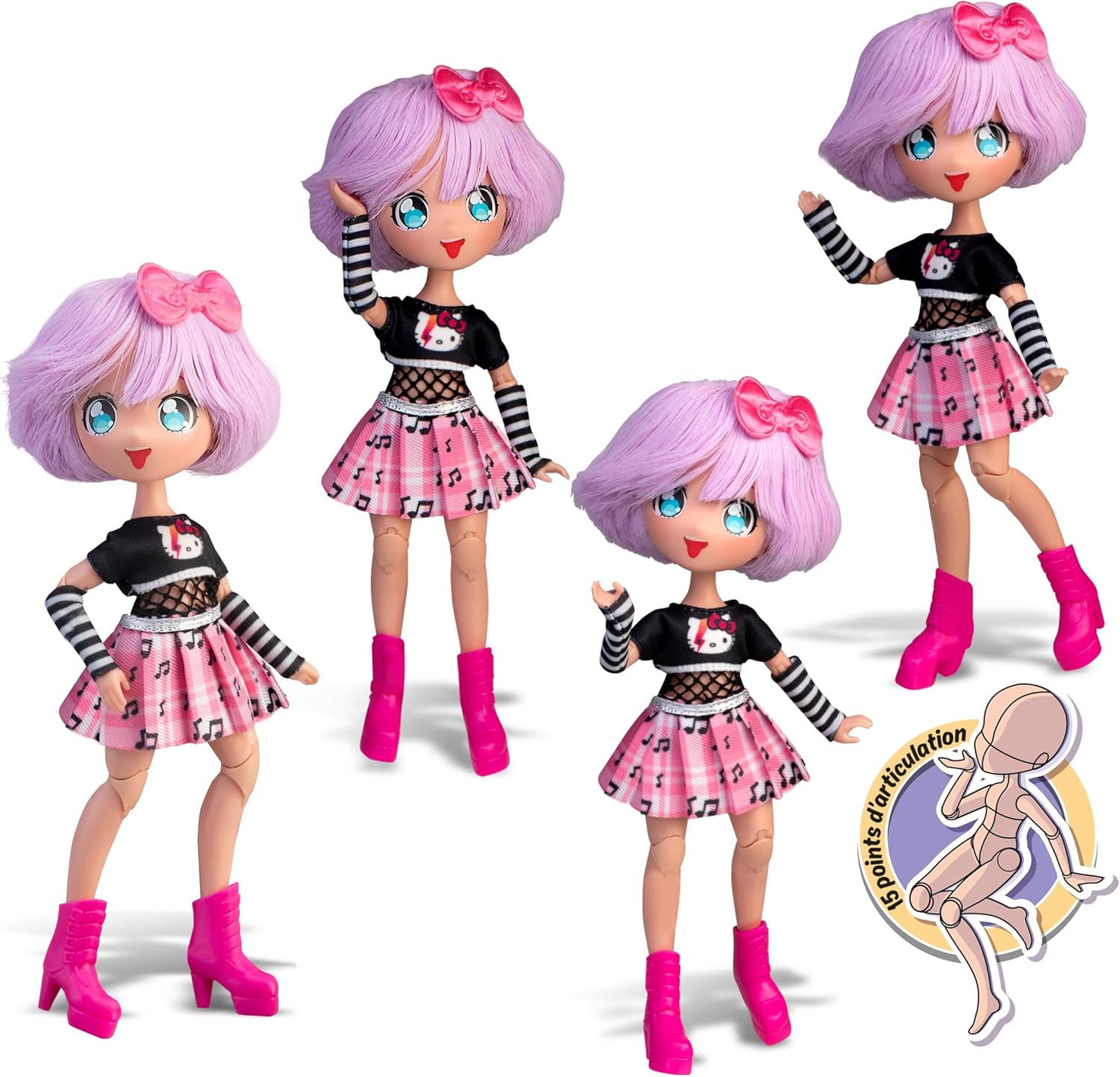 Manga Doll Hello Kitty Teddy Rock Japanese 19cm Doll with Fashionable Looks Manga Dolls Yallatoys