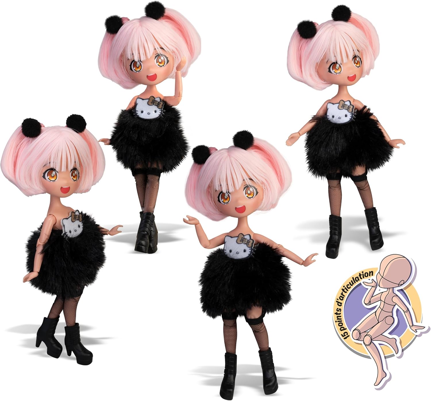 Manga Doll Hello Kitty Golden Diva Japanese Fashion Doll 19cm with Fashionable Looks Manga Dolls Yallatoys