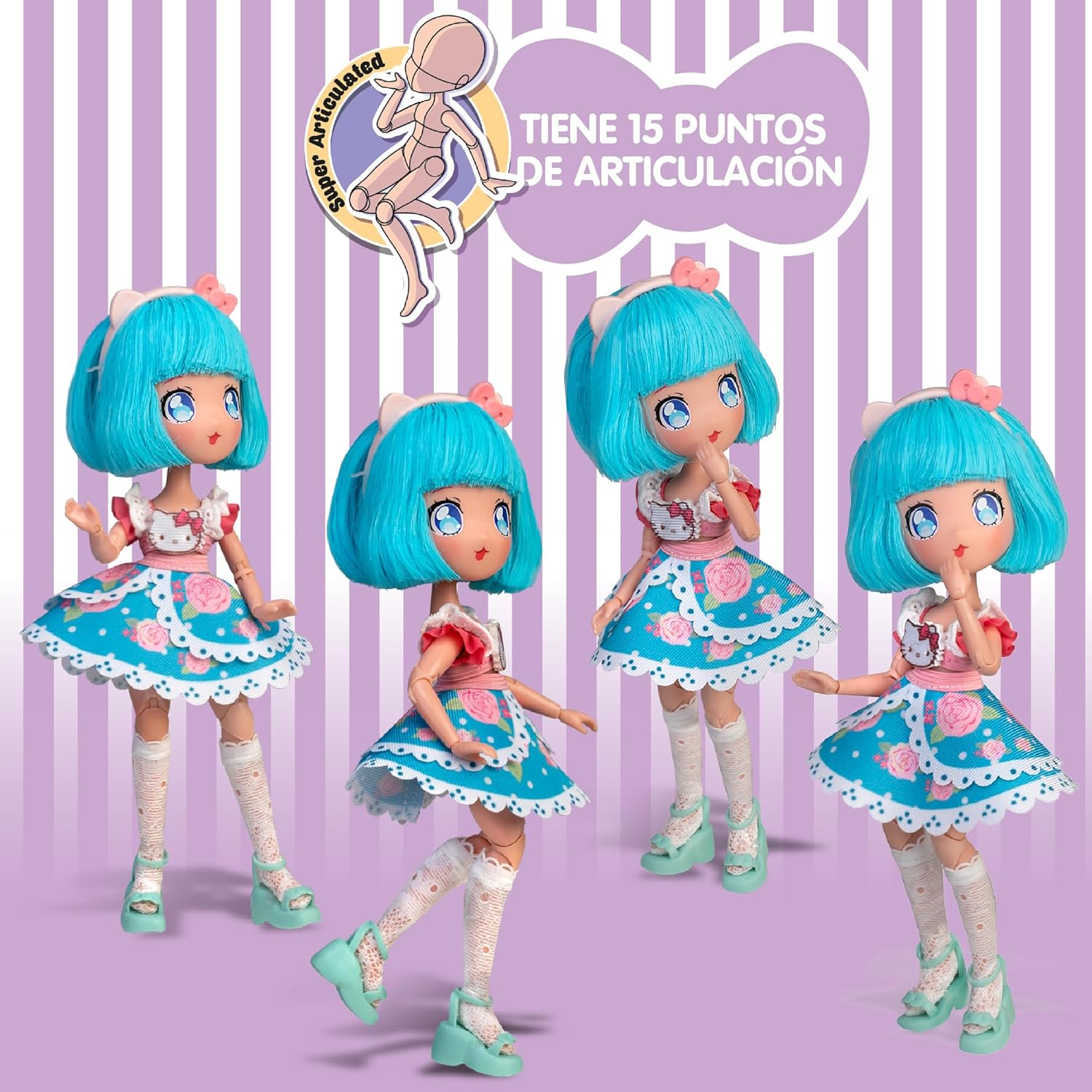 Manga Doll Hello Kitty Pretty Pink Japanese Fashion Doll 19cm with Fashionable Looks Manga Dolls Yallatoys