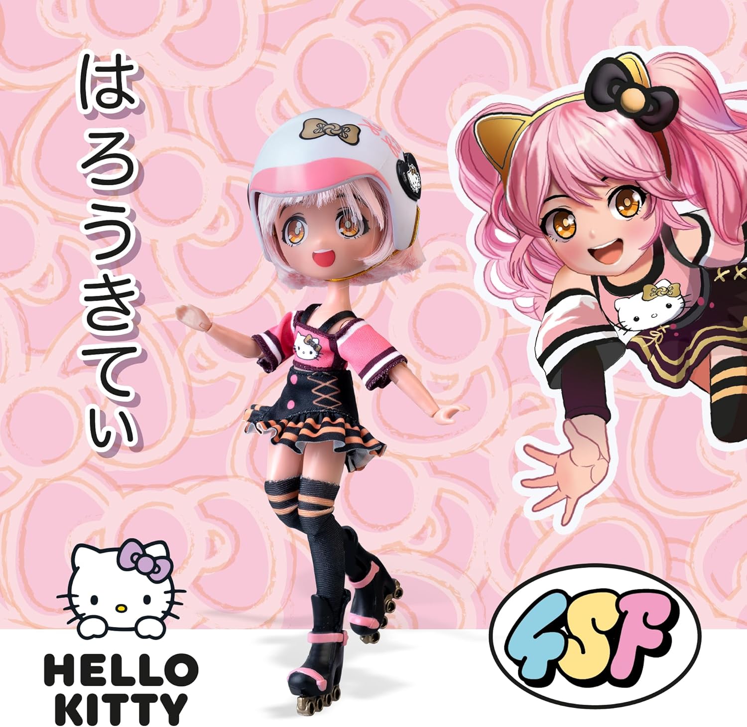 Manga Doll Hello Kitty Golden Diva Roller Japanese Fashion Doll 19cm with Accessories Manga Dolls Yallatoys