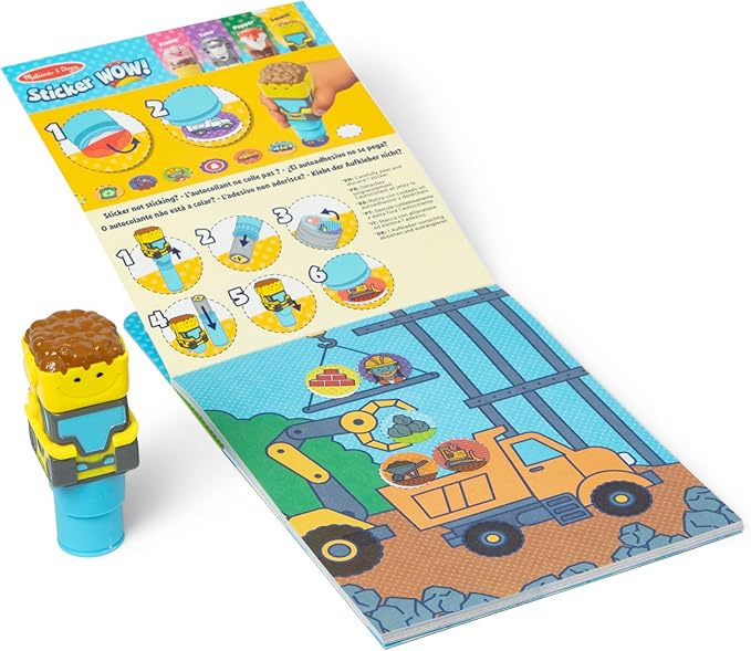 Melissa & Doug Sticker Wow Sticker Stamper and Activity Pad Construction Melissa & Doug Yallatoys
