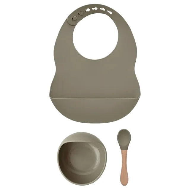 Milk It Baby Army Green Bib and Bowl Set