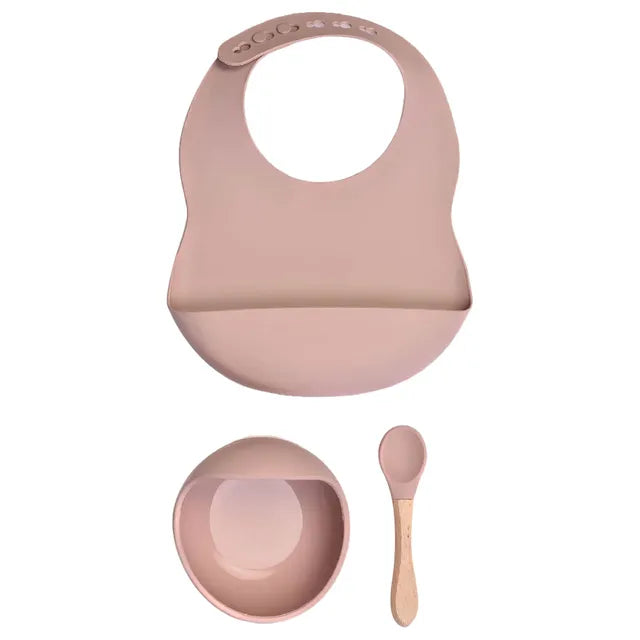 Milk It Baby Dusty Pink Bib and Bowl Set