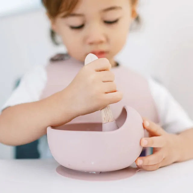 Milk It Baby Dusty Pink Bib and Bowl Set