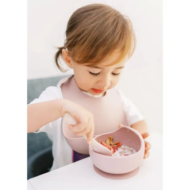 Milk It Baby Dusty Pink Bib and Bowl Set