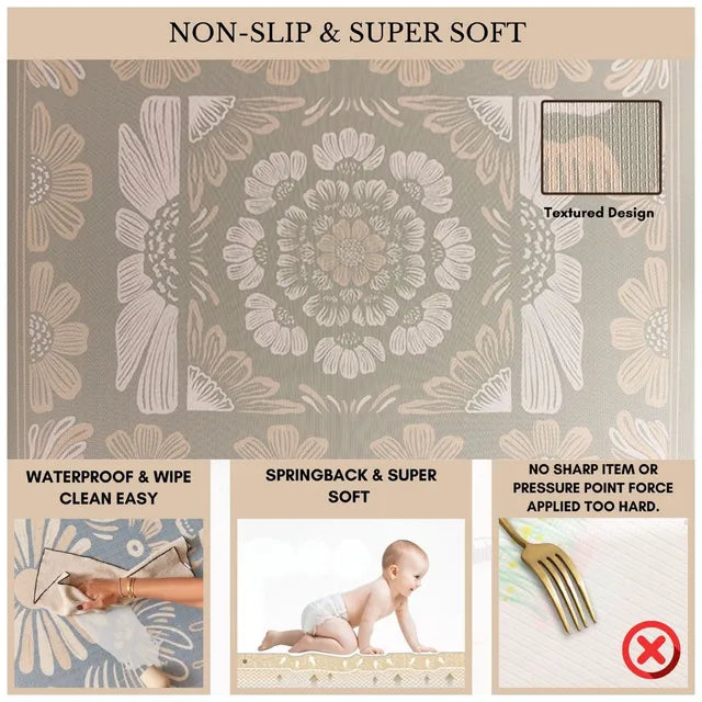 Milk It Baby Boho Bloom and Beige Leaf Playmat