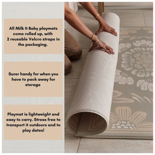 Milk It Baby Boho Bloom and Beige Leaf Playmat