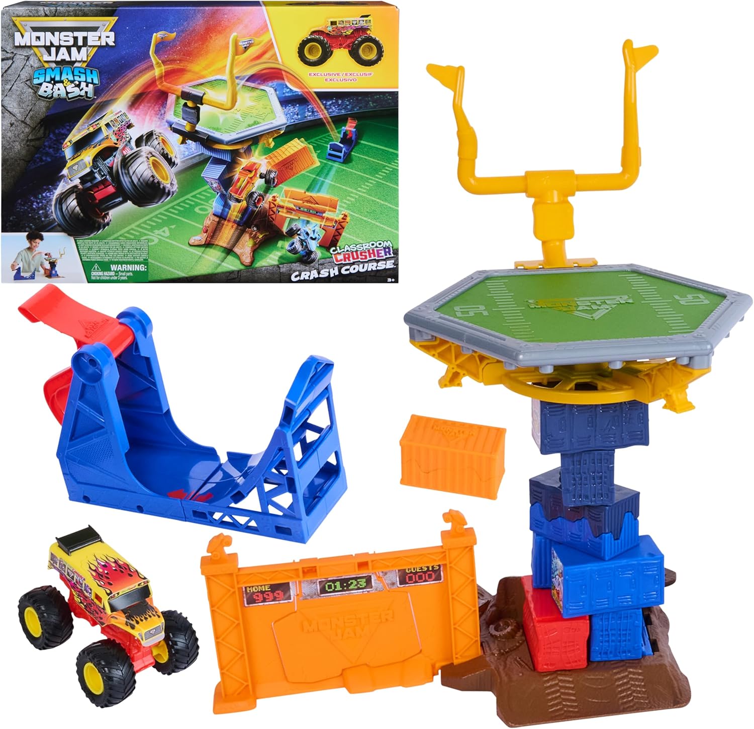 Monster Jam Smash & Bash Playset Classroom Crusher Crash Course Monster Jam Yallatoys