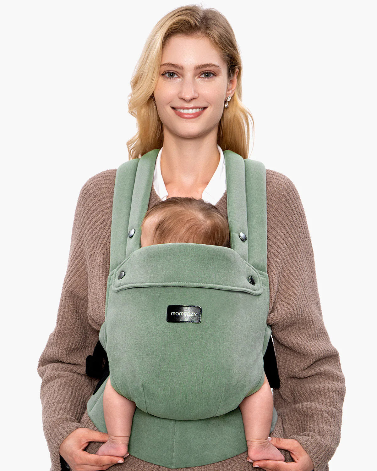 حمالة أطفال Momcozy GentleTouch من الكتان الطبيعي - أخضر الميرمية