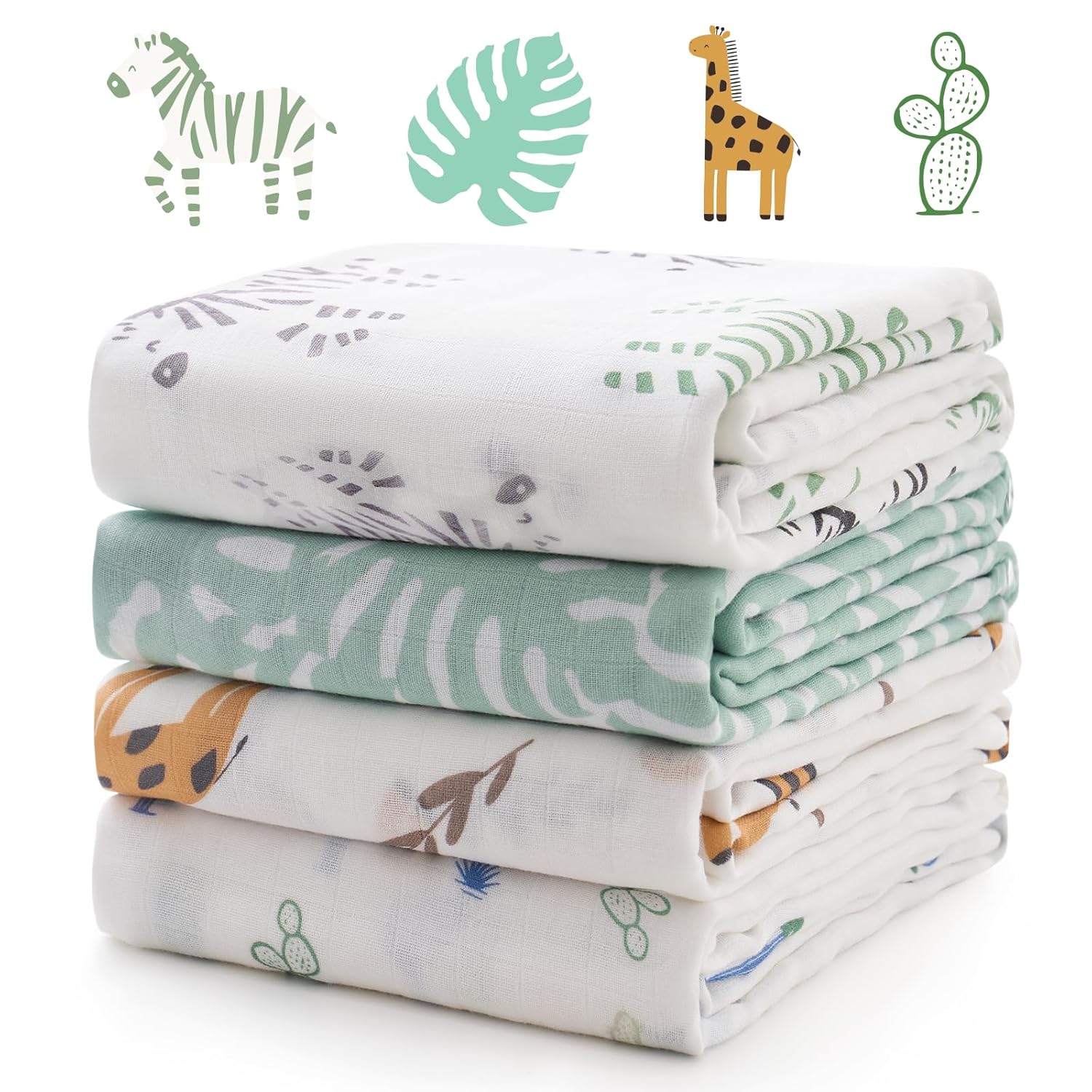 Momcozy Muslin Swaddle Blankets - Bravery Pack of 4