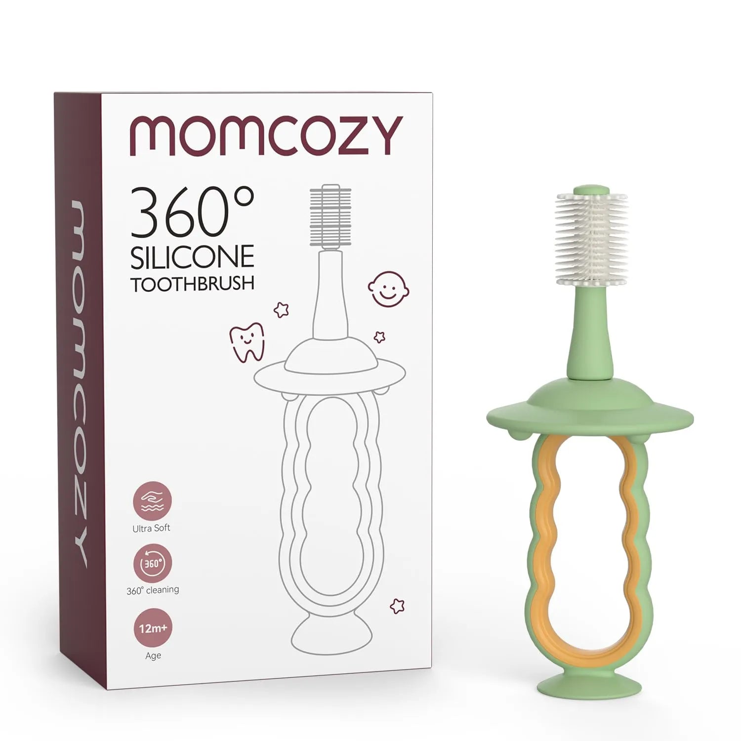 Momcozy Baby Silicon Toothbrush and Tongue Cleaner Green