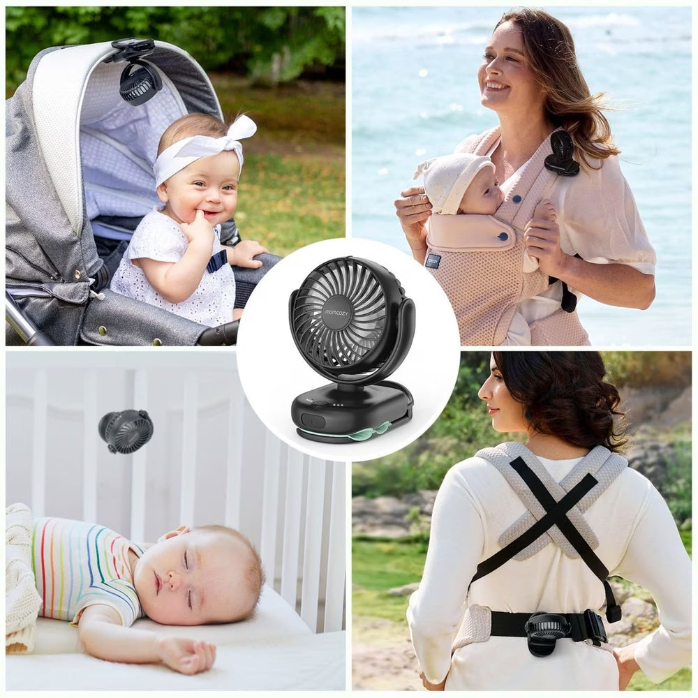 Momcozy Clip On Stroller Fan Black