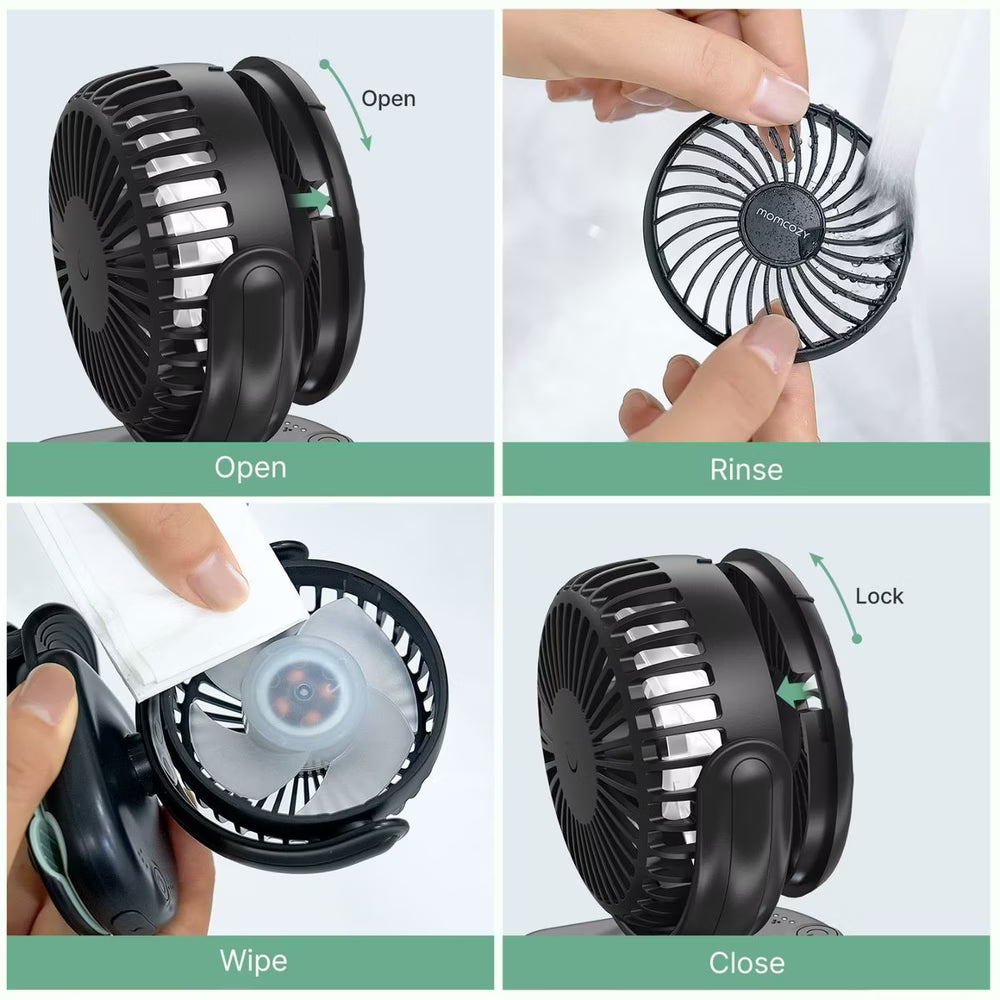 Momcozy Clip On Stroller Fan Black