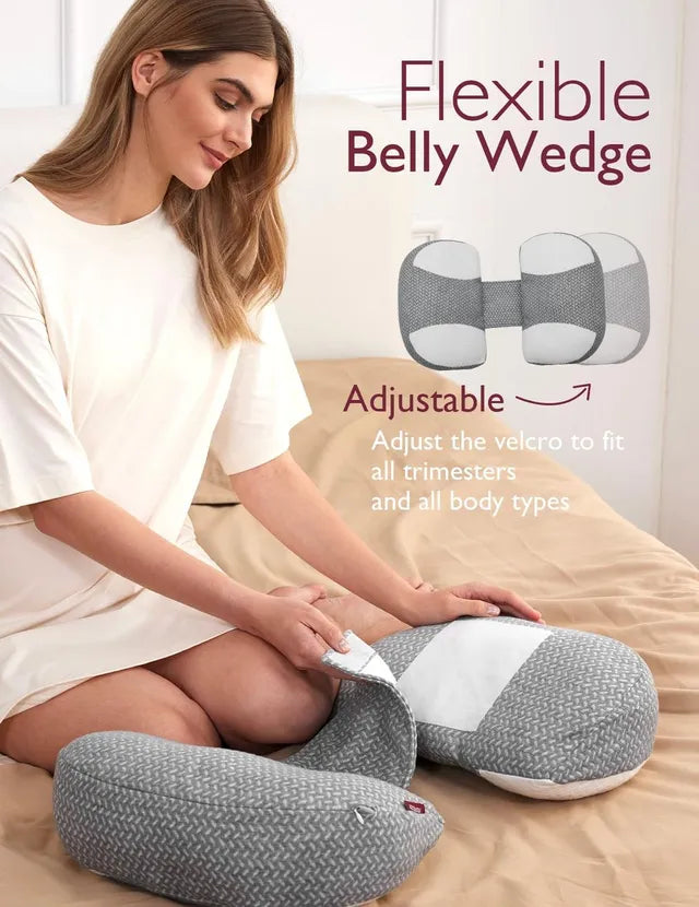 وسادة الحمل Momcozy Plus على شكل W - رمادي وأبيض
