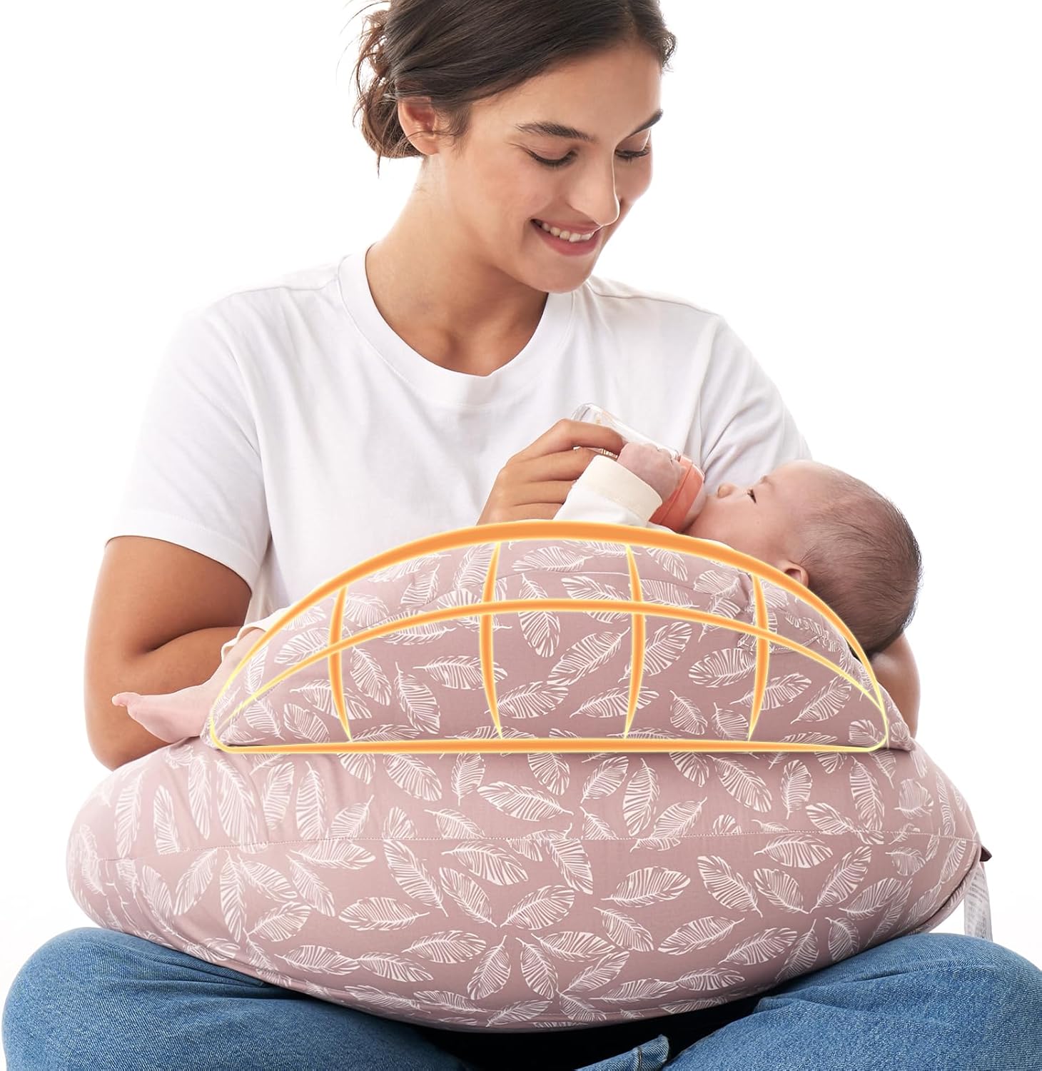 Momcozy Multifunctional and Adjustable Nursing Pillow-Light Pink