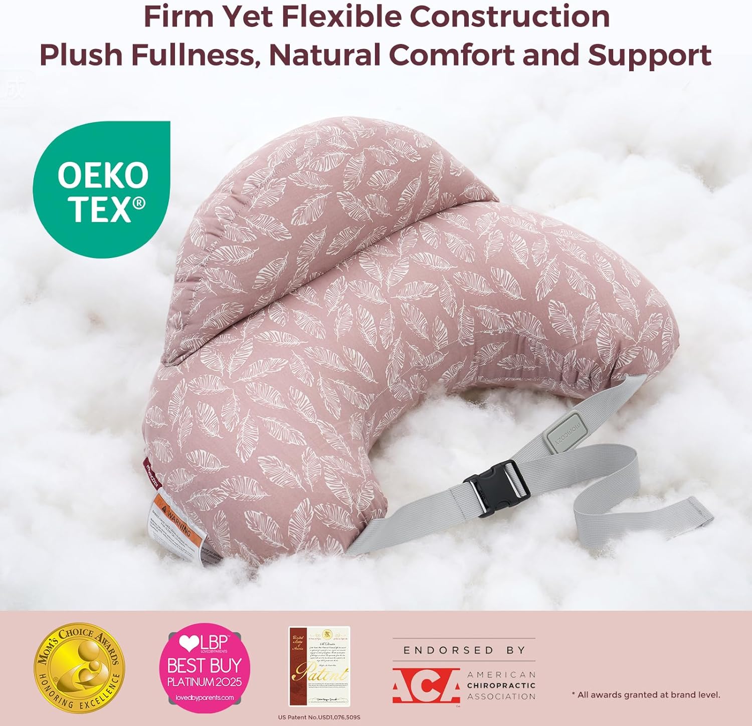 Momcozy Multifunctional and Adjustable Nursing Pillow-Light Pink