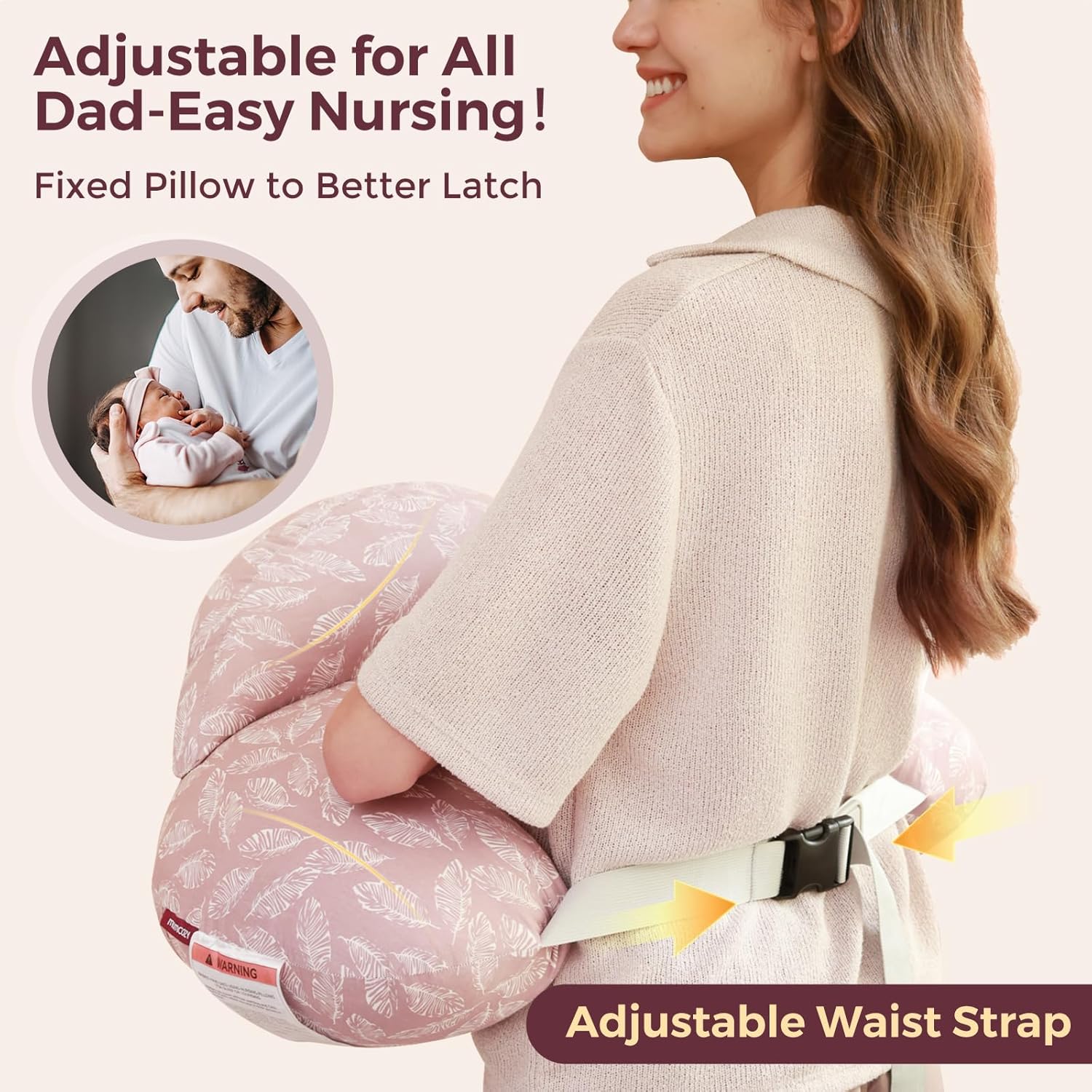 Momcozy Multifunctional and Adjustable Nursing Pillow-Light Pink