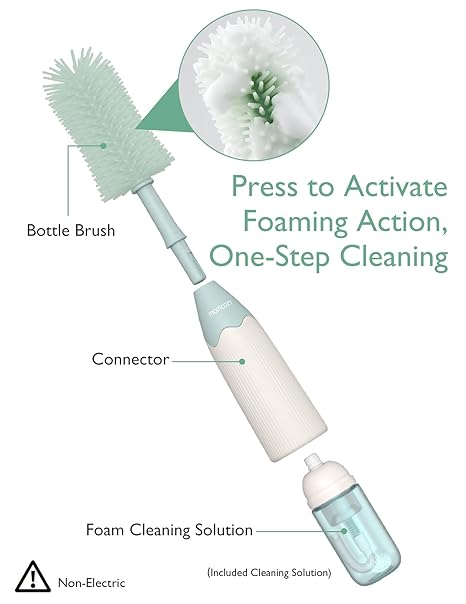 Momcozy Bottle Brush Kit Innovative Push-Press Design for Better Cleaning Green Momcozy Yallatoys