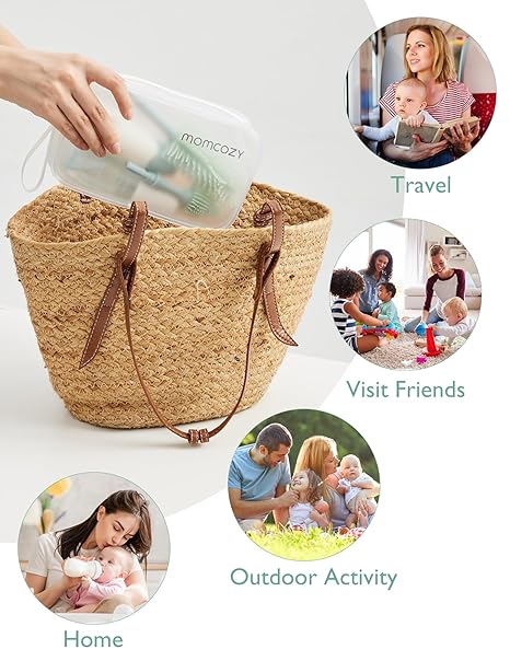 Momcozy Bottle Brush Kit Innovative Push-Press Design for Better Cleaning Green Momcozy Yallatoys