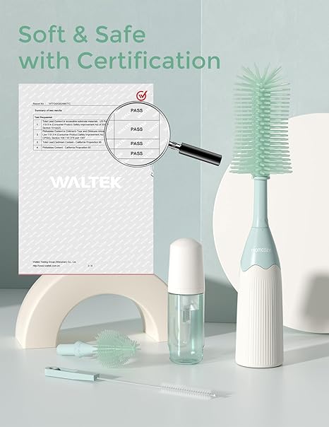 Momcozy Bottle Brush Kit Innovative Push-Press Design for Better Cleaning Green Momcozy Yallatoys