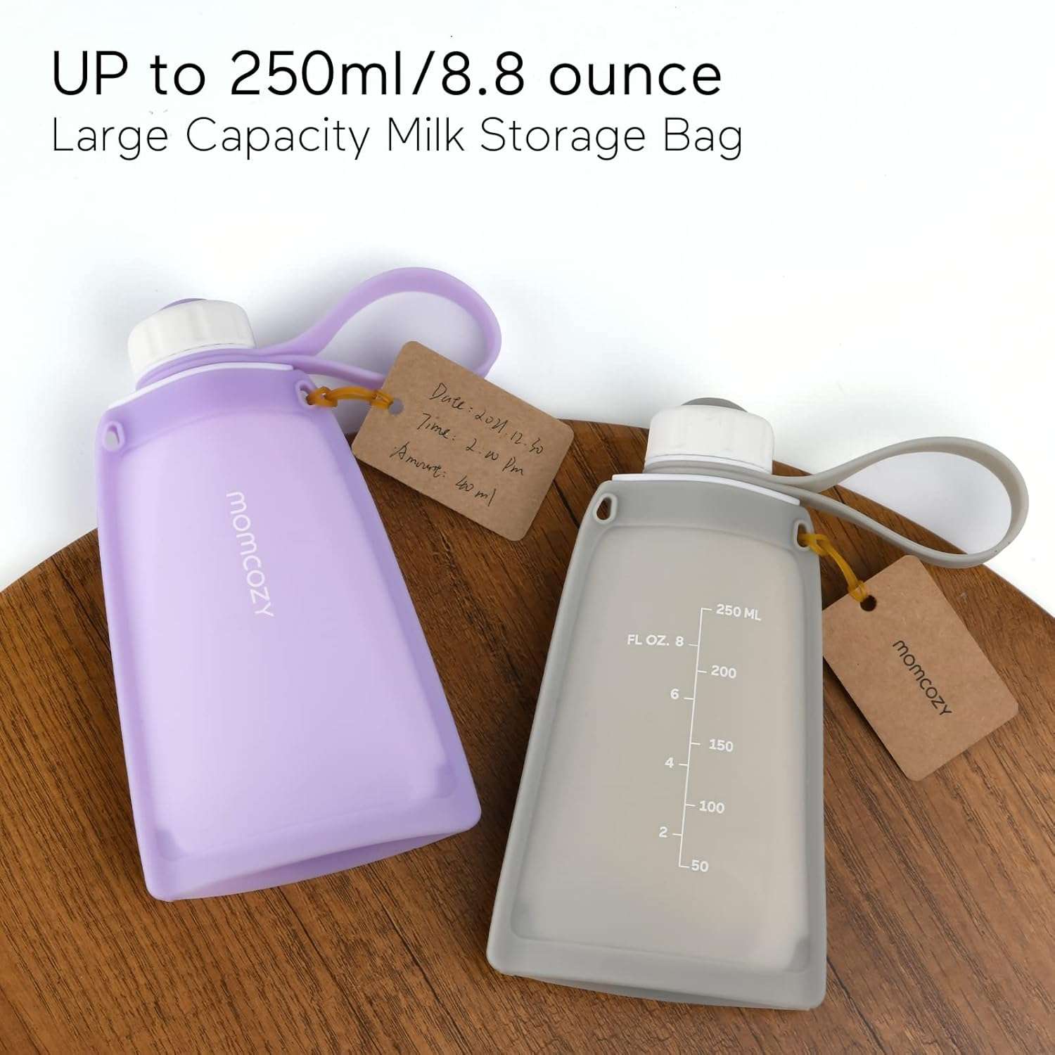 Momcozy Silicone Milk Storage Bags 2pcs Purple And Grey