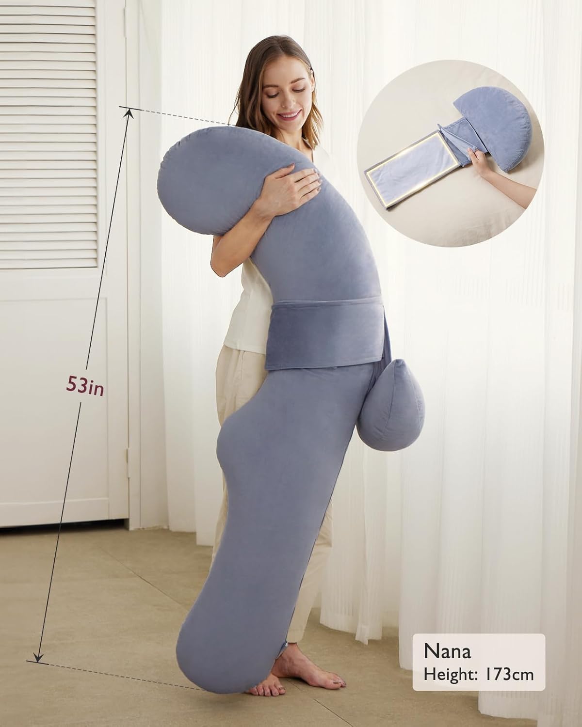 Momcozy Original F Shaped Adjustable Maternity Pillow Velvet Grey Momcozy Yallatoys