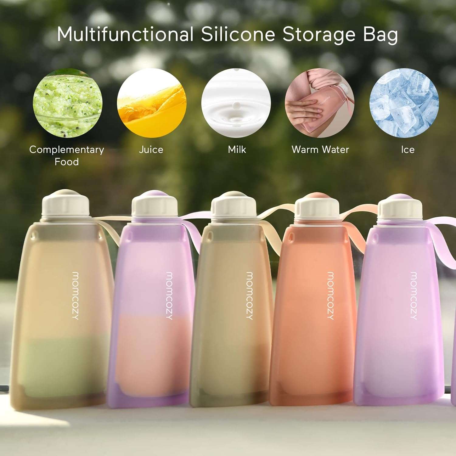 Momcozy Silicone Milk Storage Bags 5pcs Purple