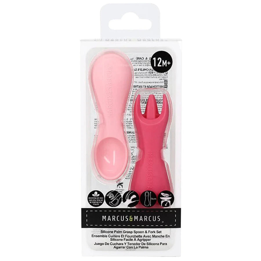 Marcus N Marcus  Silicone Palm Grasp Spoon & Fork Set Pokey Marcus & Marcus Yallatoys