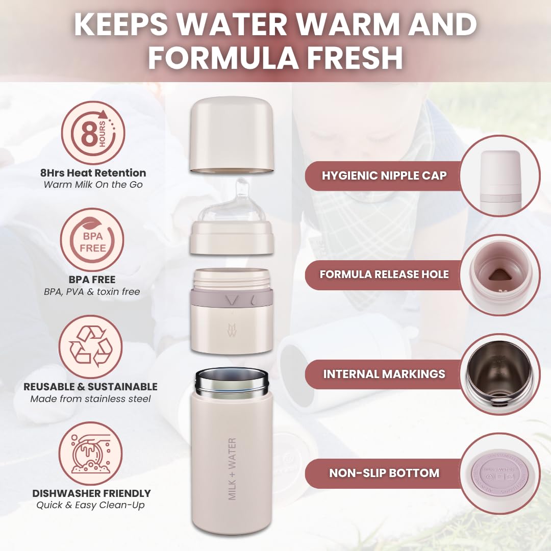 Milk & Water Medium Flow All in one Baby Bottle 9oz -Dusty Pink