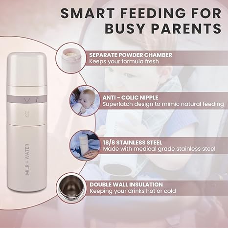 Milk & Water Fast Flow All in One Baby Bottle 9oz-Dusty Pink