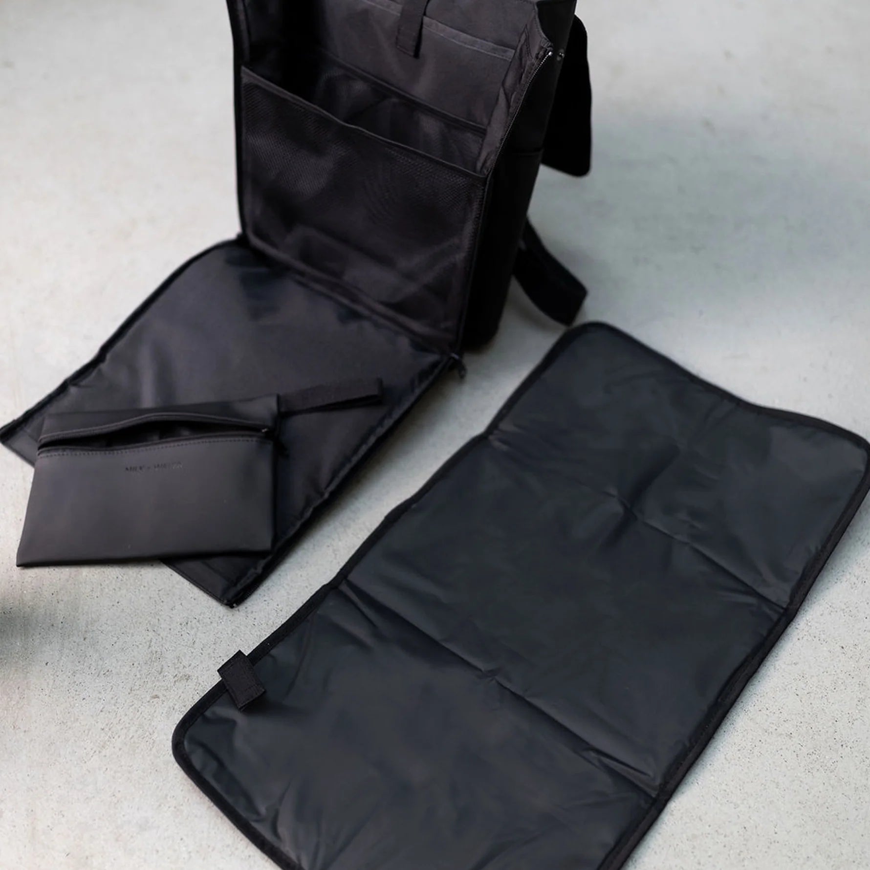 Milk & Water Billie Backpack Off Black with Changing Matt and Zip Pouch