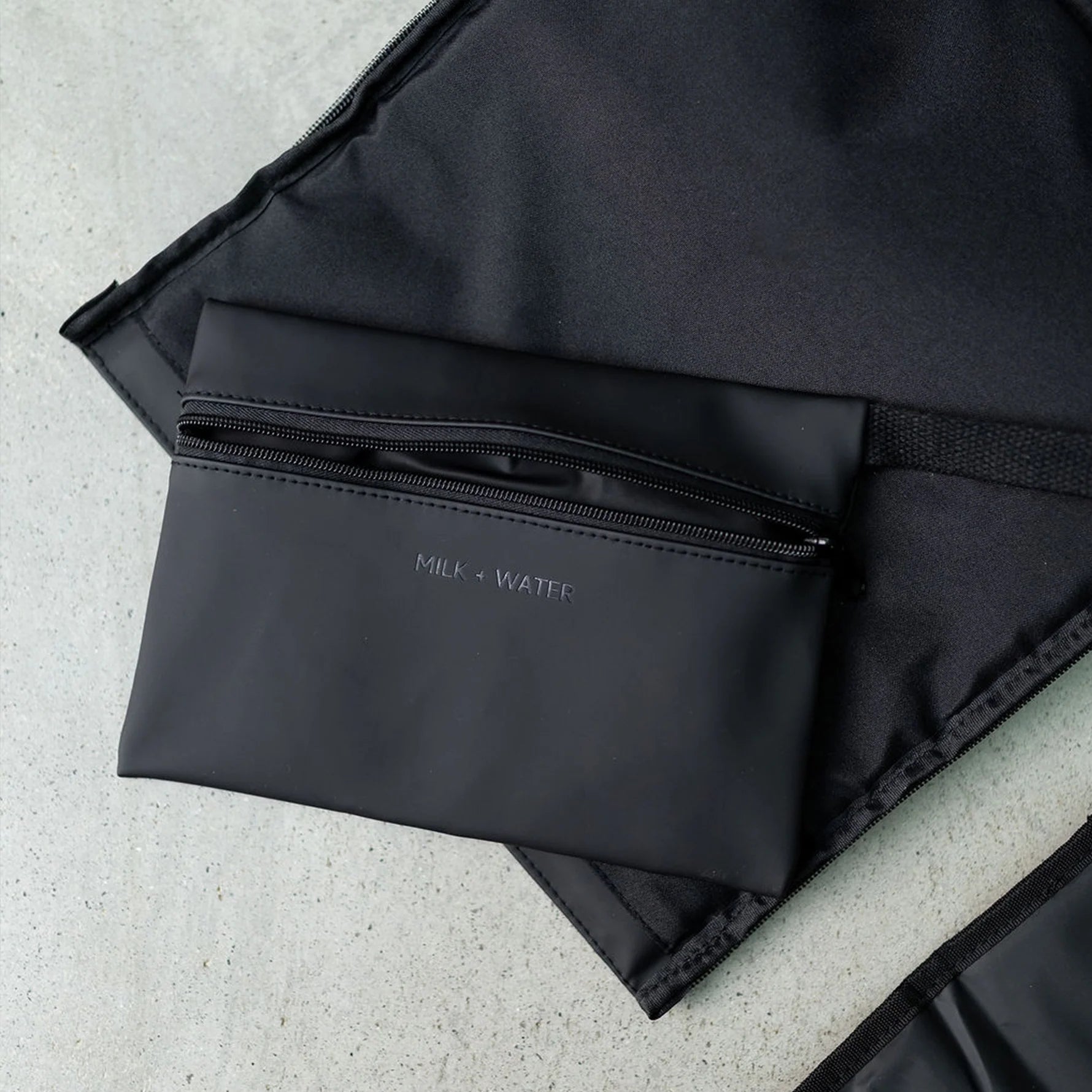 Milk & Water Billie Backpack Off Black with Changing Matt and Zip Pouch