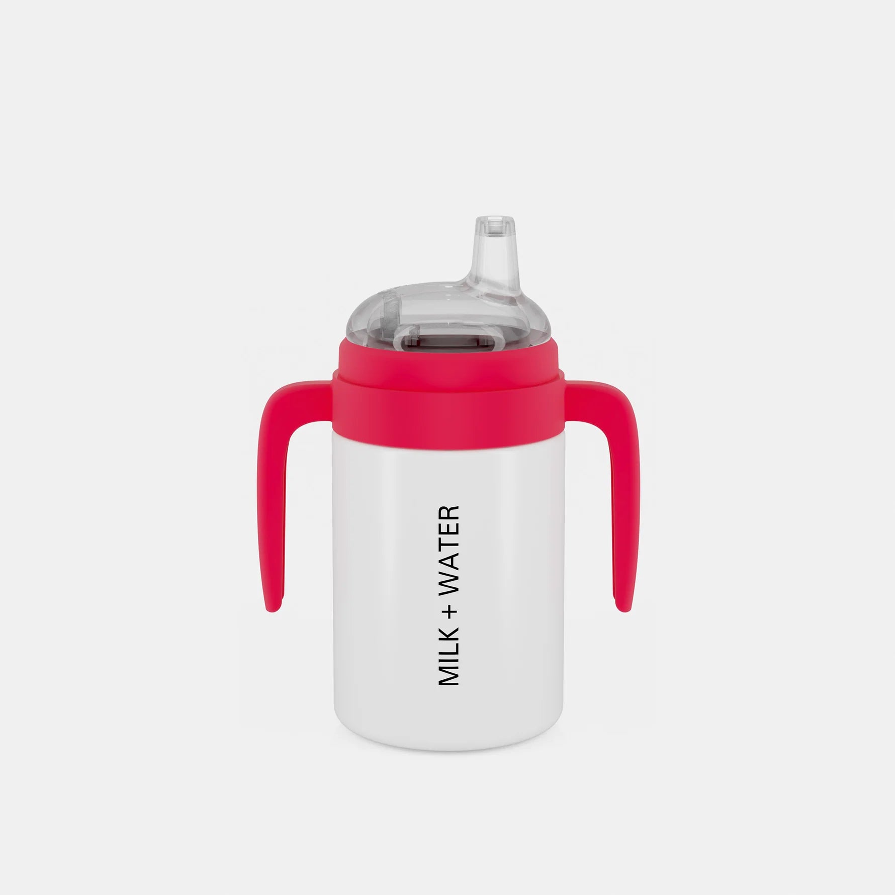 Milk & White Sage Sippy Cup Handles and Spout Neon Red