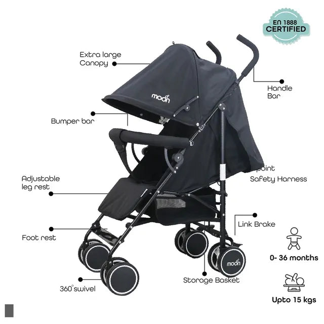 Moon Neo Plus Travel Stroller Dark Grey Moon Yallatoys