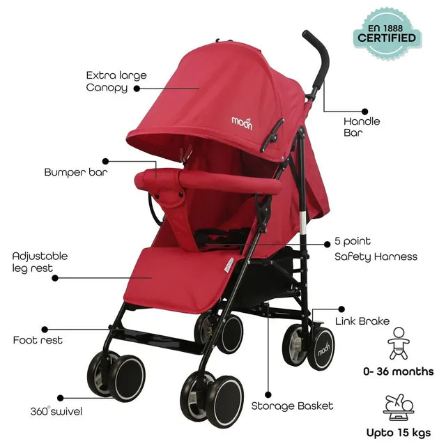 Moon Neo Plus Travel Stroller Fire Red Moon Yallatoys