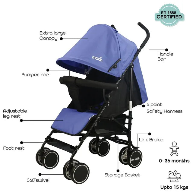 Moon Neo Plus Travel Stroller Cyan Blue Moon Yallatoys