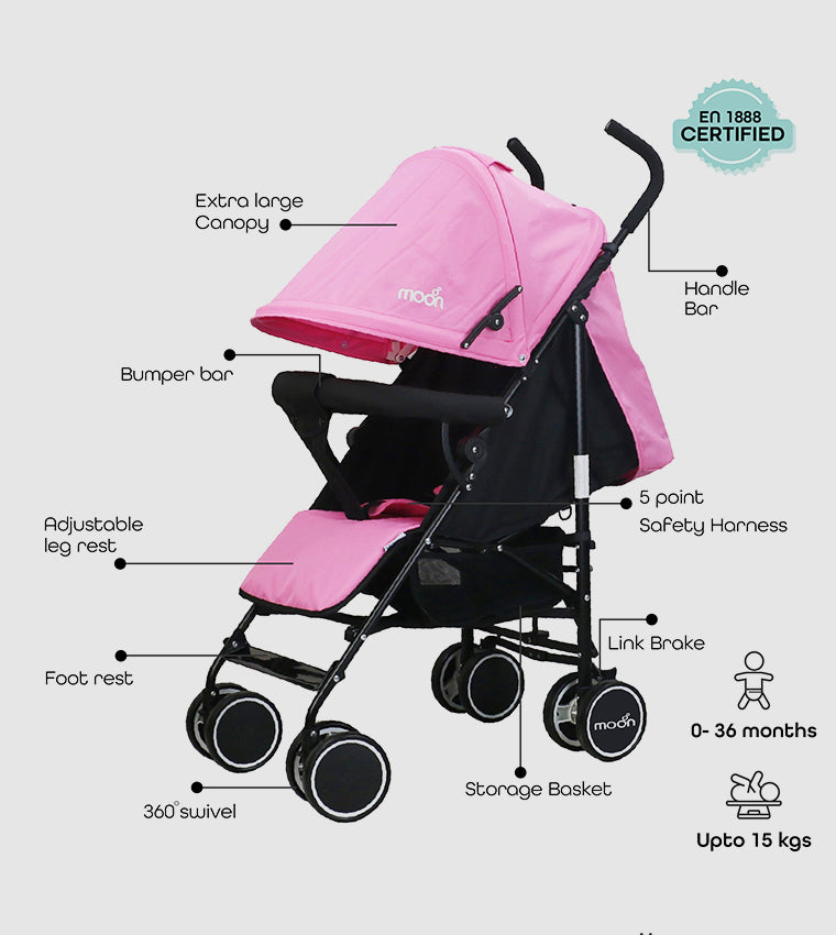 Moon Neo Plus Travel Stroller Pink Moon Yallatoys