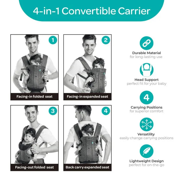 Moon Karygo 4 In-1Baby Carrier Grey Moon Yallatoys