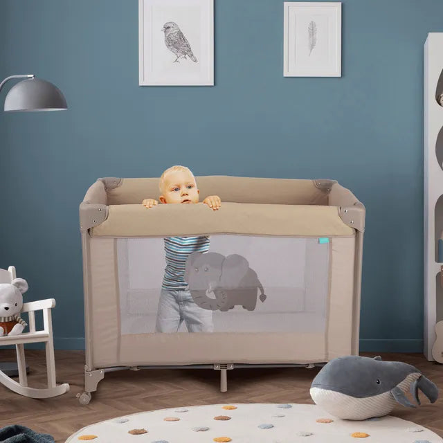 Moon Kidora Easy Fold Playpen With Wheels Beige Moon Yallatoys