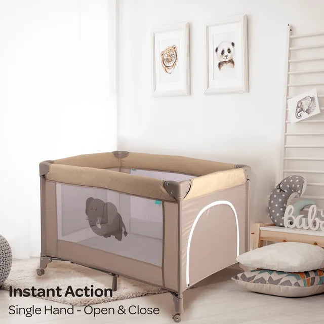 Moon Kidora Easy Fold Playpen With Wheels Beige Moon Yallatoys
