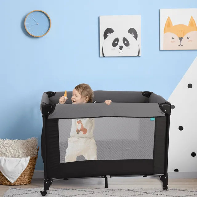 Moon Kidora Easy Fold Playpen With Wheels Black Moon Yallatoys