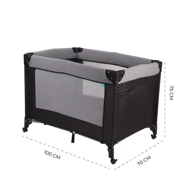 Moon Kidora Easy Fold Playpen With Wheels Black Moon Yallatoys