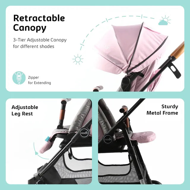 Moon Revo 360 Degree Rotable Stroller-Pink