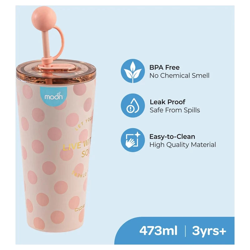 Moon Double Smoothie Cup with Straw 473ml