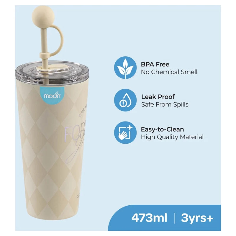 Moon Double Smoothie Cup with Straw 473ml