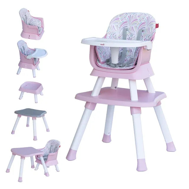 Moon 6 In 1 High Chair with Safety Harness & Belt Pink Moon Yallatoys