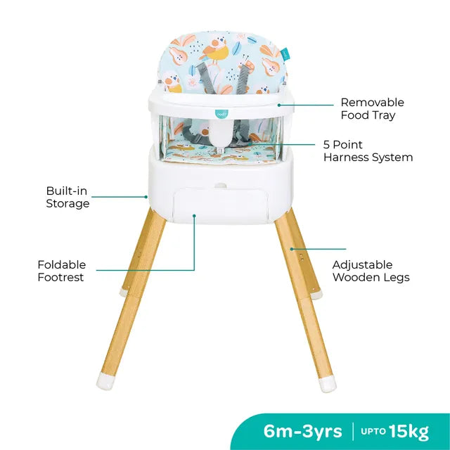 Moon Hiterite 4-In-1 Convertible Baby Highchair Green Moon Yallatoys